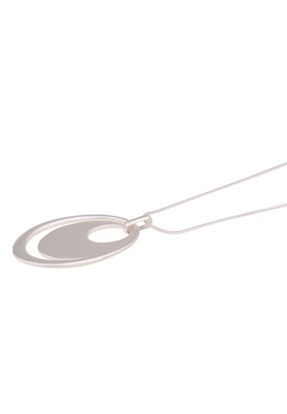 Leslii Lange Kette Oval-Anhänger Matt Silber Bis zu 65% Rabatt