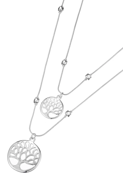 Leslii Lange Halskette Lebensbaum Layering in Silber Sonderangebot der Fabrik