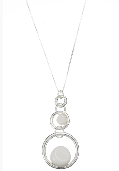 Leslii Lange Halskette Ringe Silber Weiß Clearance-Verkauf