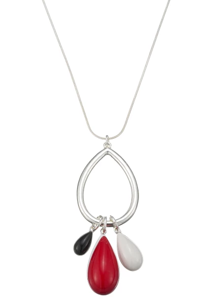 Leslii Lange Kette Tropfen in Silber Rot Black Friday Preise