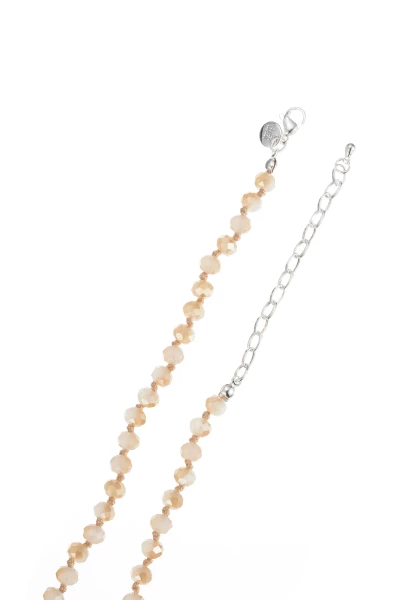 Leslii Lange Kette Tassel Glasperlen Edelstahl Silber Beige 2025
