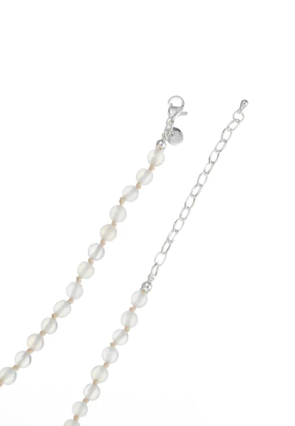 Leslii Kurze Kette Blatt Stein-Kugeln Silber Weiß Outlet