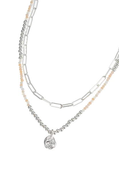 Leslii Kurze Kette Layering Glasperlen Beige Verkauf