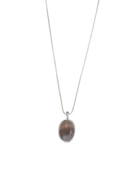 Leslii Kurze Kette Oval Stein Silber Khaki Angebote