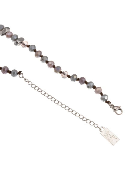 Leslii Kurze Halskette Glasperlen Lila Grau im Angebot