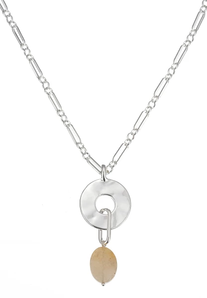 Leslii Lange Halskette Stone Silber Braun Günstiger Verkauf