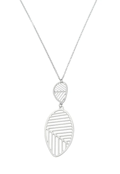 Leslii Lange Kette Blatt Edelstahl Silber Fabrik Onlineshop