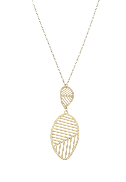 Leslii Lange Kette Blatt Edelstahl Gold Fabrikpreis