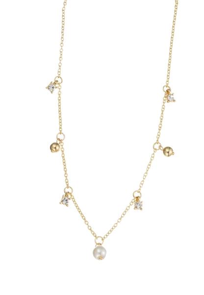 Leslii Kurze Kette Perle Kristall Gold Versandkostenfrei