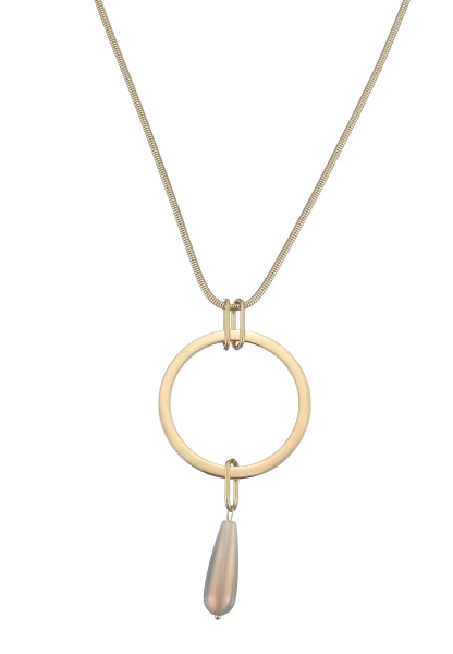 Leslii Lange Kette Ring Tropfen Edelstahl Gold Preisnachlass
