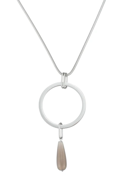 Leslii Lange Kette Ring Tropfen Edelstahl Silber Saisonschlussverkauf