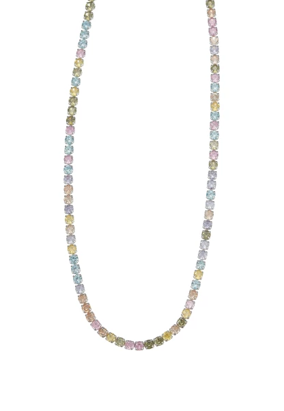 Leslii kurze Halskette Stainless Kristall versilbert Rainbow Neueste Mode