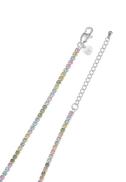 Leslii kurze Halskette Stainless Kristall versilbert Rainbow Neueste Mode