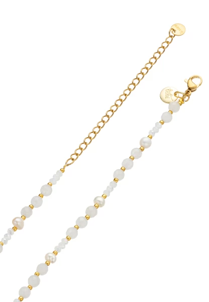 Leslii kurze Halskette Stainless Pearls in Weiß Exklusive Angebote