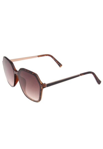 Leslii Sonnenbrille Damen Kanten-Look Horn-Optik braune Designerbrille Sunglasses Kunststoff Braun Zeitbegrenzte Promotion