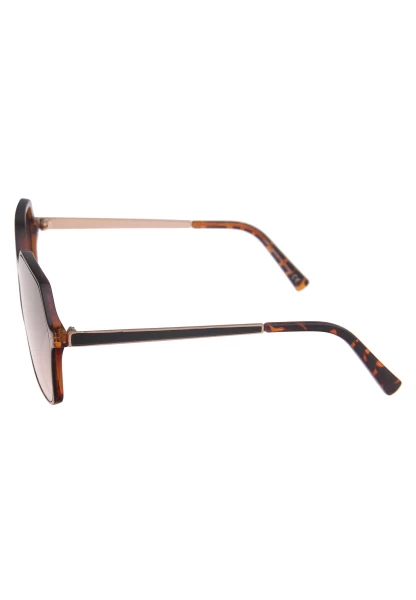 Leslii Sonnenbrille Damen Kanten-Look Horn-Optik braune Designerbrille Sunglasses Kunststoff Braun Zeitbegrenzte Promotion