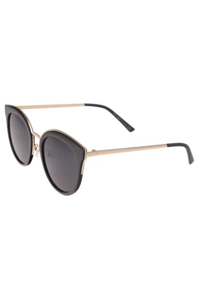Leslii Sonnenbrille Damen Cateye schwarze Sonnenbrille Designerbrille Sunglasses Metall Schwarz Gold Bis zu 55% Rabatt