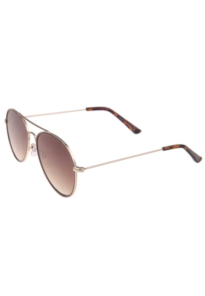 Leslii Sonnenbrille Damen Piloten-Brille Doppelsteg Designerbrille Sunglasses Metall Gold Braun Speichern exportieren