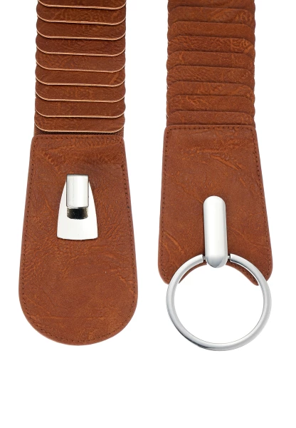Leslii breiter Stretch-Gürtel Ringschließe | Cognac Blitzverkäufe