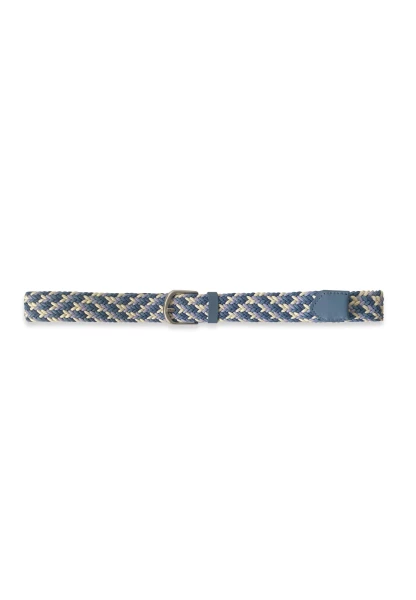-50% SALE! Leslii Flechtgürtel Stretch mit Leder Applikation in Blau Creme Weihnachtsangebot