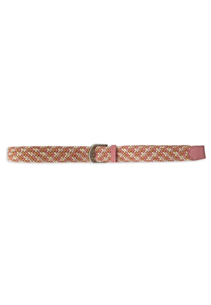-50% SALE! Leslii Flechtgürtel Stretch mit Leder Applikation in Rosa Pink Creme Orange Muttertagsangebot