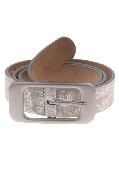 Leslii Damen-Gürtel Basic Statement-Schließe silberfarbener Gürtel Uni Breite 3cm Silber Metallic Exklusive Angebote