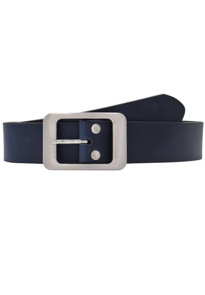 Leslii Gürtel echter Leder-Gürtel Rindsleder Basic dunkelblauer Gürtel Breite 4cm Navy Silber Blau Große Rabatte