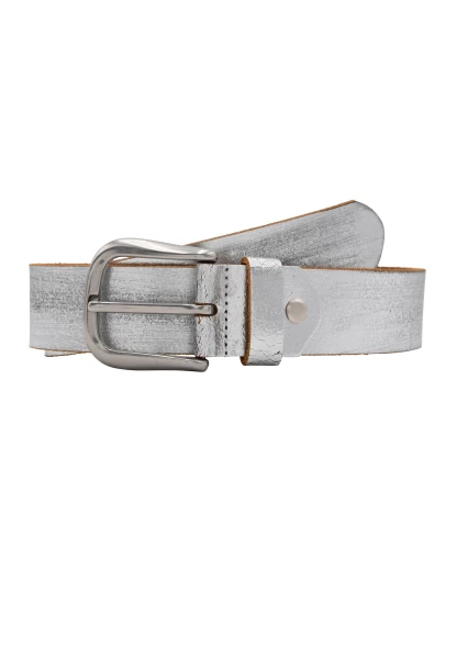 Leslii Gürtel echter Ledergürtel Used Look Metallic silberner Gürtel Leder silber Neuheiten