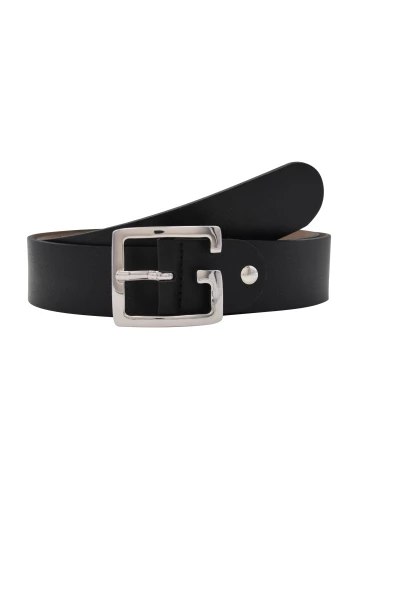 Leslii Premium Gürtel echter Leder-Gürtel Breite 4cm Kalbs-Nappaleder Narbung Schwarz Silber Sonderangebote