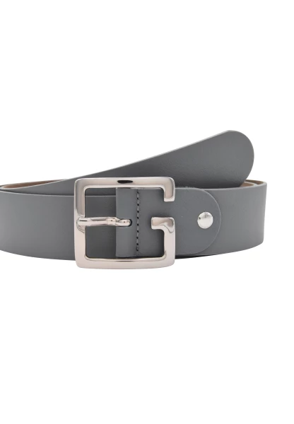 Leslii Premium Gürtel echter Leder-Gürtel grauer Gürtel Breite 4cm Kalbs-Nappaleder Narbung Grau Sil Riesige Ersparnisse