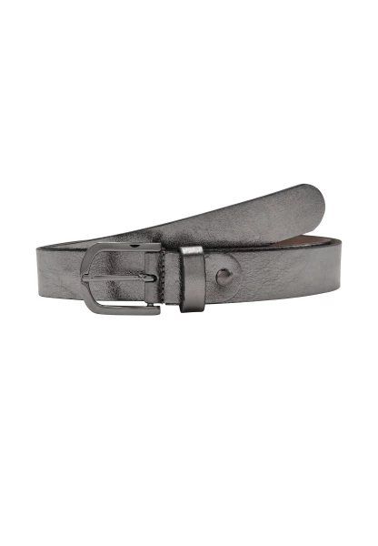 Leslii Premium Gürtel Leder-Gürtel grauer Gürtel Kalbs-Nappaleder Breite 3cm Narbung Gun Metal Grau Vierteljährliche Förderung