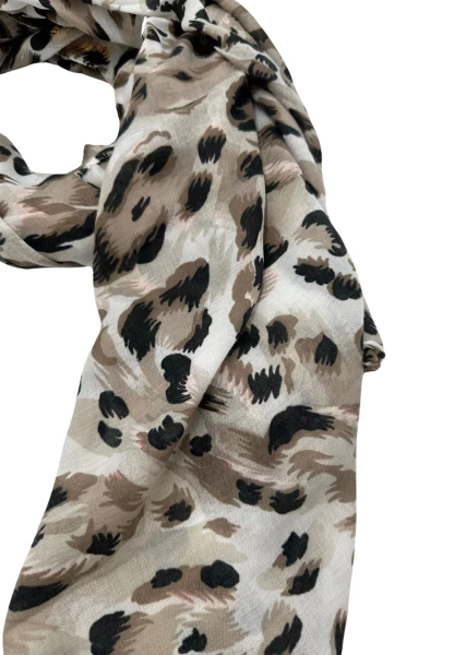 Leslii Schal Leo Muster in Beige Schwarz Hotsell