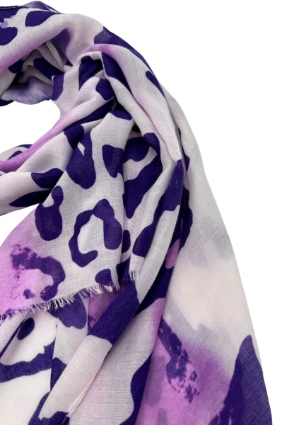 Leslii Schal Leo Look in Lila Weiß Günstiger Verkauf