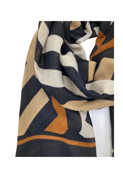 Leslii Schal Streifen-Muster Beige Schwarz Blitzverkäufe