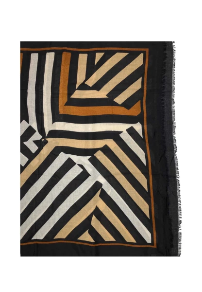 Leslii Schal Streifen-Muster Beige Schwarz Blitzverkäufe