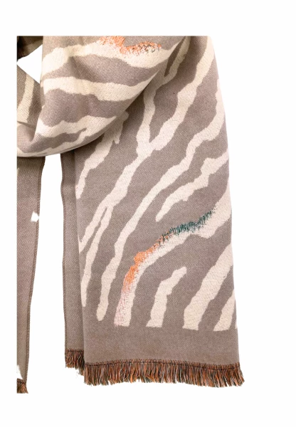Leslii Schal mit Zebra-Muster Beige Fabrikpreis