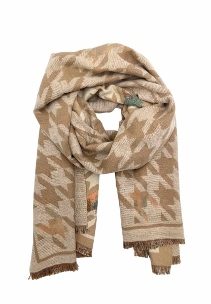 Leslii Schal mit Pepita-Muster Creme Beige Online Shopping