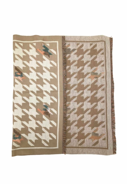 Leslii Schal mit Pepita-Muster Creme Beige Online Shopping