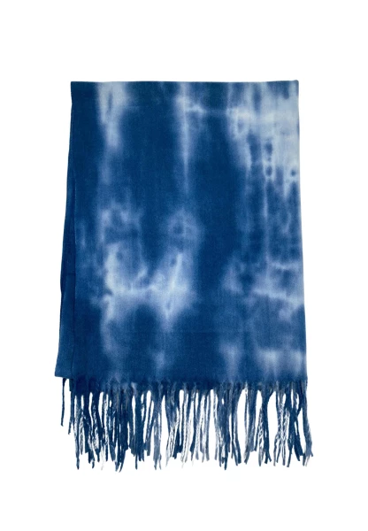 Leslii Schal Fransen Batik Blau Weihnachtsangebot