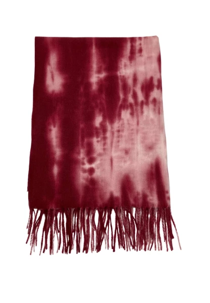 Leslii Schal Fransen Batik Dunkelrot Rosa Osterangebot