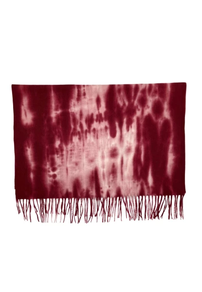 Leslii Schal Fransen Batik Dunkelrot Rosa Osterangebot