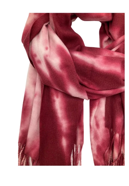 Leslii Schal Fransen Batik Dunkelrot Rosa Osterangebot