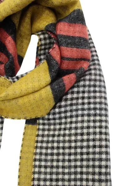 -50% SALE Leslii Schal Muster-Mix gemusterter Streifen-Muster Fransen-Schal kariert in Orange Bis zu 60% Rabatt