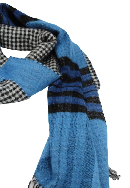 -50% SALE Leslii Schal Muster-Mix gemusterter Schal Streifen-Muster Fransen-Schal kariert in Blau Nur für heute