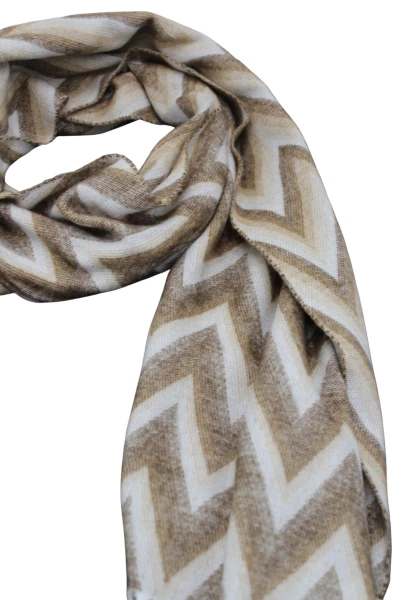 -50% SALE Leslii Schal Zickzack-Muster gemusterter Fransen-Schal Muster-Schal in Braun Beige Sonderangebot der Fabrik