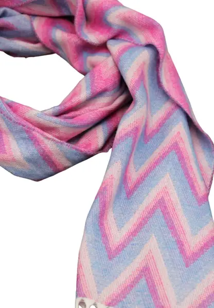 -50% SALE Leslii Schal Zickzack-Muster gemusterter Fransen-Schal Muster-Schal in Pink Blau Vierteljährliche Förderung