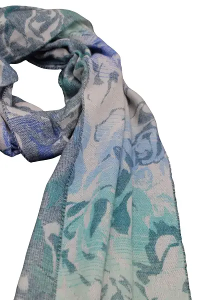 -50% SALE Leslii Schal Blumen-Muster Rosen gemusterter Fransen-Schal Muster-Schal in Blau Mint Super Rabatt