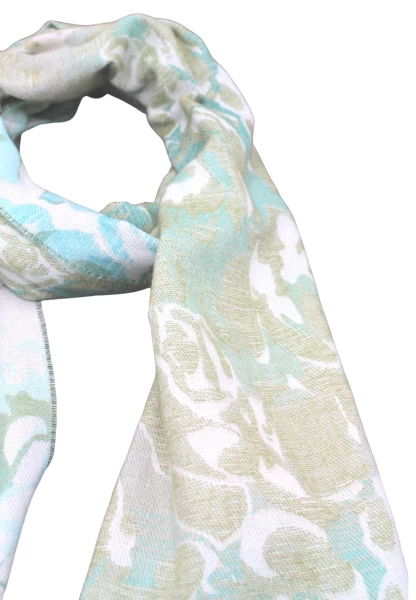 -50% SALE Leslii Schal Blumen-Muster Rosen gemusterter Fransen-Schal Muster-Schal in Grün Mint Riesige Rabatte
