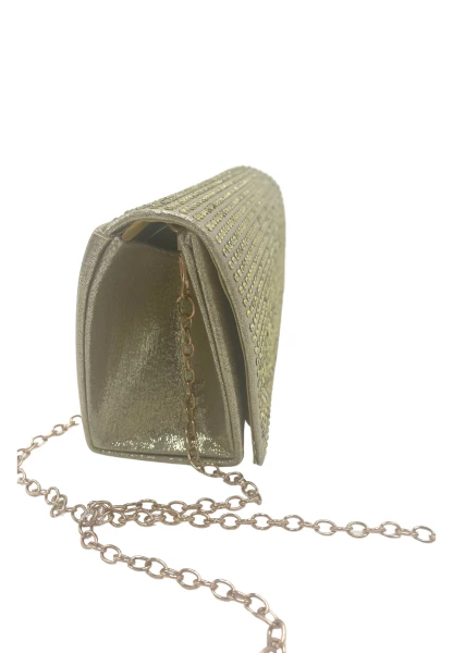 Leslii Clutch Handtasche Glitzer Steinchen in Gold Flash Sale