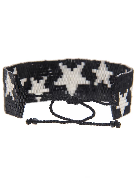 -70% SALE Leslii Armband Web-Muster Sterne in Schwarz Silber Kostenlose Rückgabe